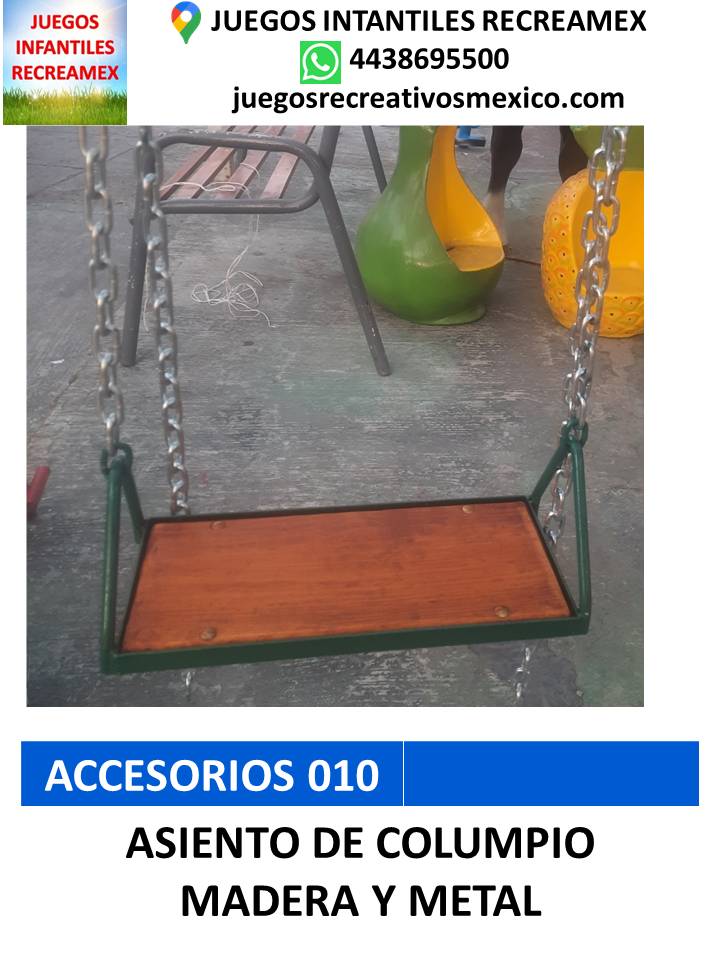 asiento columpio metal y madera